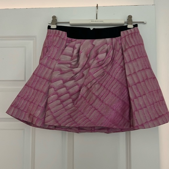 Balenciaga Pink Snakeskin Miniskirt with texture, sparkle, flare, and pockets! - Picture 1 of 10